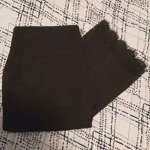 Solid Black Lace Trim Capris